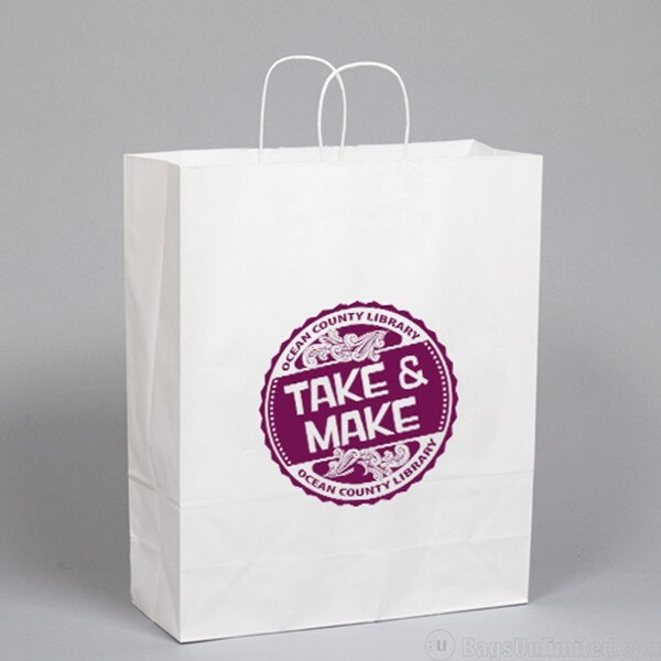 White Kraft Paper Custom PRINTED Sh